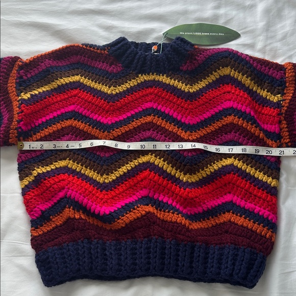 NWT FARM Rio Colorful Waves Crochet Sweater - Picture 9 of 15